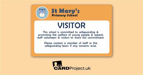 Primary School Visitor Card Wise Owl Orange